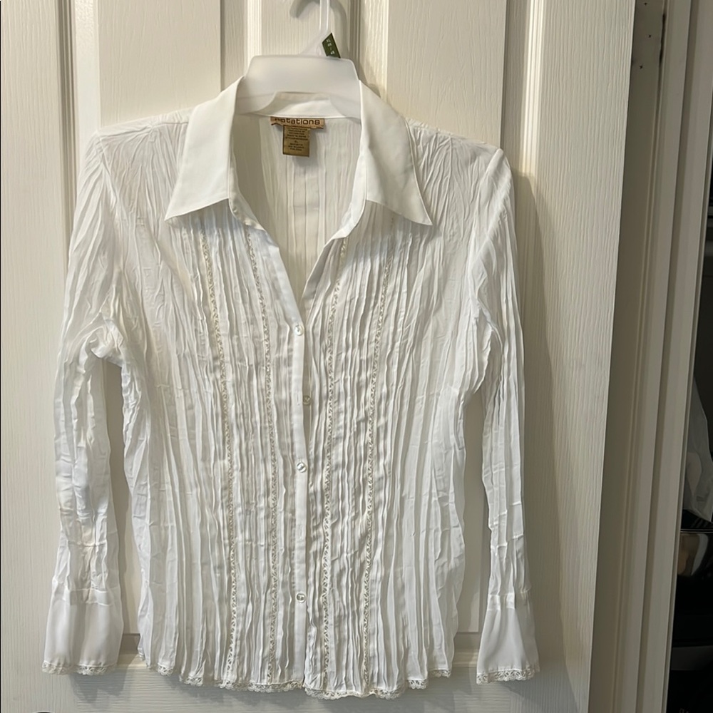 White Women's Crinkle Type Blouse by notations